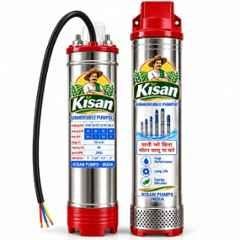 Kisan V3 1.5HP 18 Stage Single Phase Water Filled Submersible Pump with Panel & 200ft Head Range