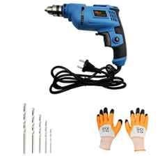 Hillgrove HGCM39M1 500W Drill Machine with Gloves & 5 Drill Bits Set