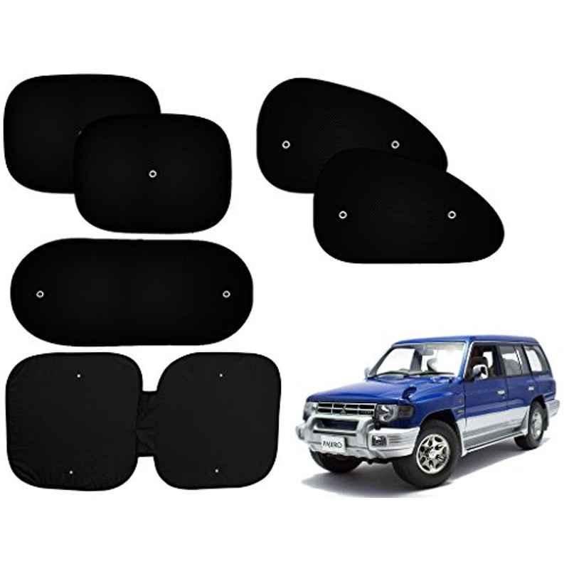 Auto Pearl 6 Pcs PVC & Mesh Black Window, Front & Rear Sun Shade Set for Mitsubishi Pajero