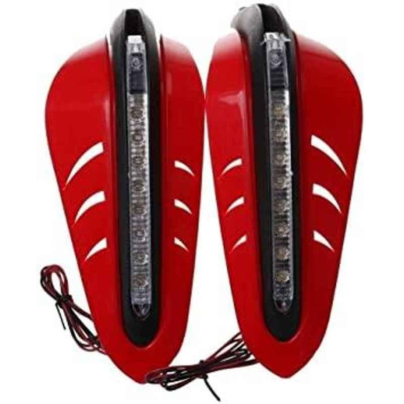 AOW Motorcycle Handguards with Led Light for 7/8 inch Grips - 300 * 140 * 110mm (Red) for KTM Duke 180