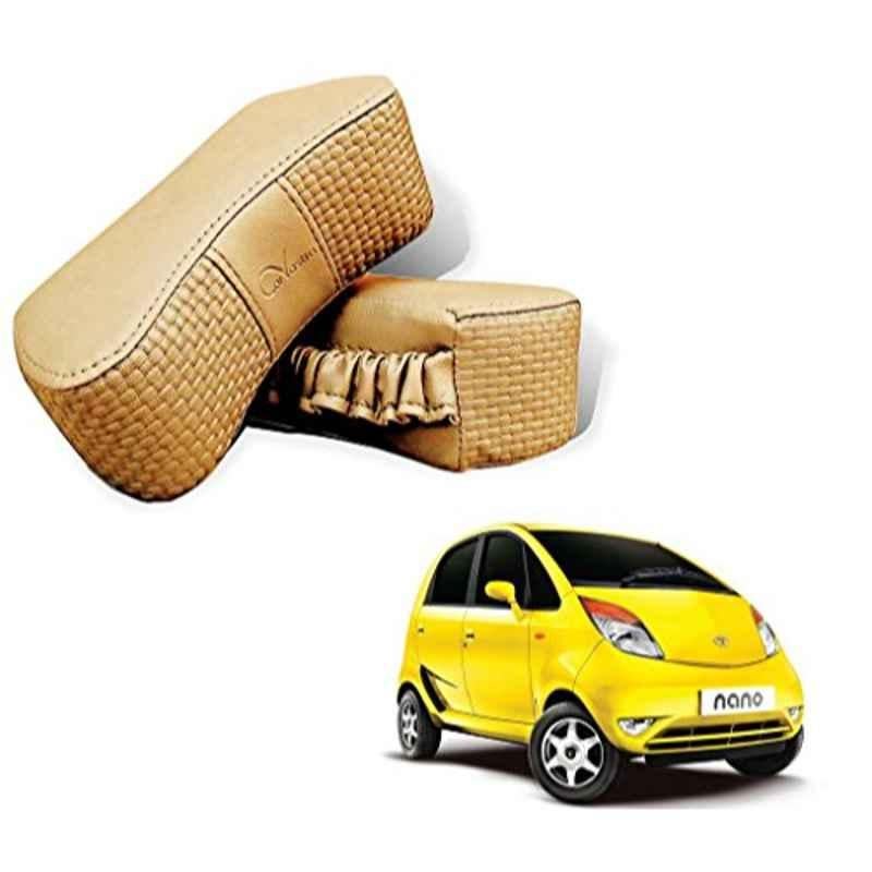 Kozdiko 2 Pcs Memory Foam Beige Neck Rest Cushion Pillow Set for Tata Nano, Koz-5132