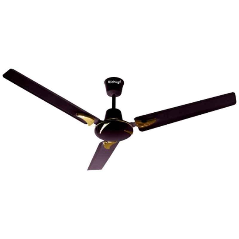 RichLyf R3 50W 5 Star Glossy Brown Ceiling Fan, Sweep: 1200 mm