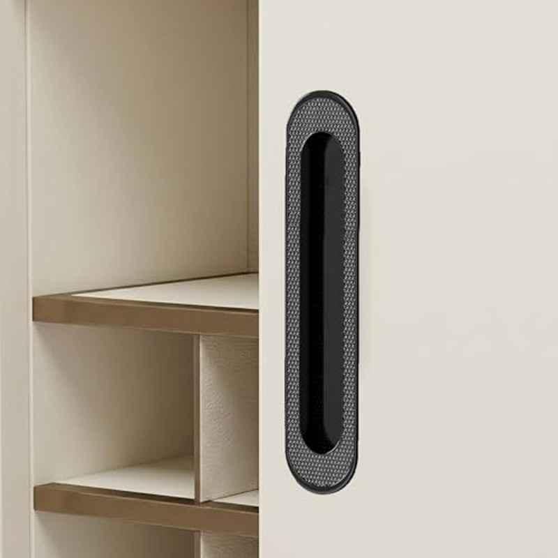 Plantex 224mm Zinc Black Concealed Handle for Sliding Door, Wardrobe & Kitchen Cabinet- APS-DTC-3770-BLCK-224MM-CONCLD-HANDL-PK1