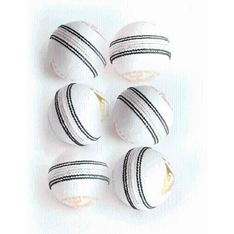 Matrica Leather Standard White Professional Grade Impact Cricket Ball for Club Play (Pack of 6)