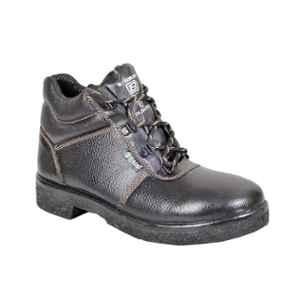 Zain Safety S1-SR HRO Jet NR/PU YL Genuine Leather Steel Toe Black Safety Shoes, Size: 9
