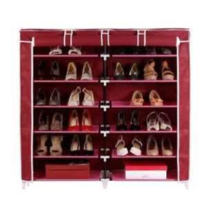 GTC 118x30x120cm 6+6 Layers Maroon Fabric Shoe Rack Organizer, 2712