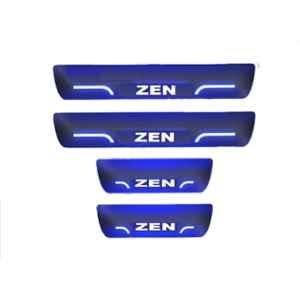 Car Accessories Hub 4 Pcs Acrylic Black Sill Scuff Plate Set with Blue LED for Maruti Suzuki Zen All Model