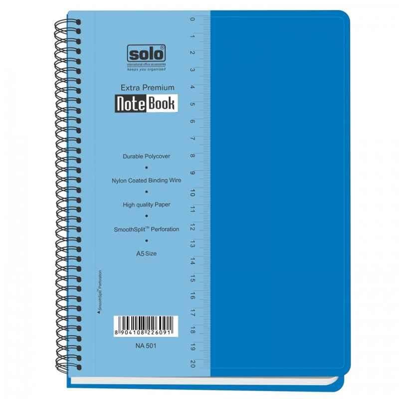 Solo A5 160 Pages Blue Premium Notebook, NA 501 (Pack of 10)