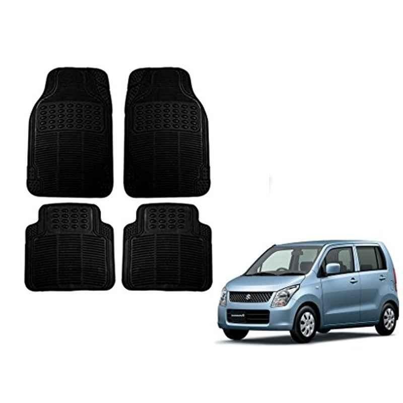 Kozdiko 4 Pcs Black Rubber Car Mat Set for Maruti Suzuki WagonR