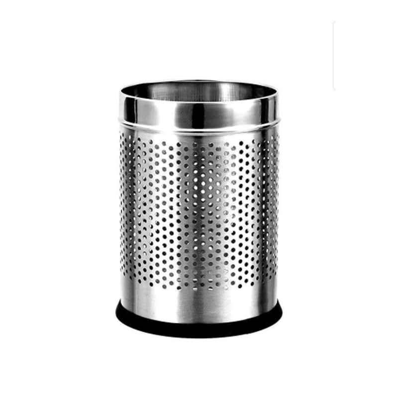 PackPro 6 Litre Stainless Steel Silver Open Perforated Dustbin for Home, Bedroom, Rooms, Office & Kitchen, PERF-6 (Pack of 40)