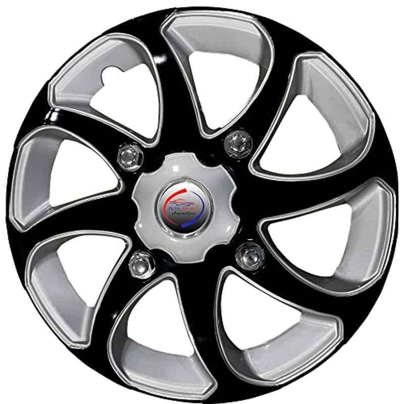 Auto Pearl 4 Pcs 15 inch ABS Silver & Black Press Type Car Wheel Cover Set with Retention Ring for Maruti Suzuki Baleno RS 2017