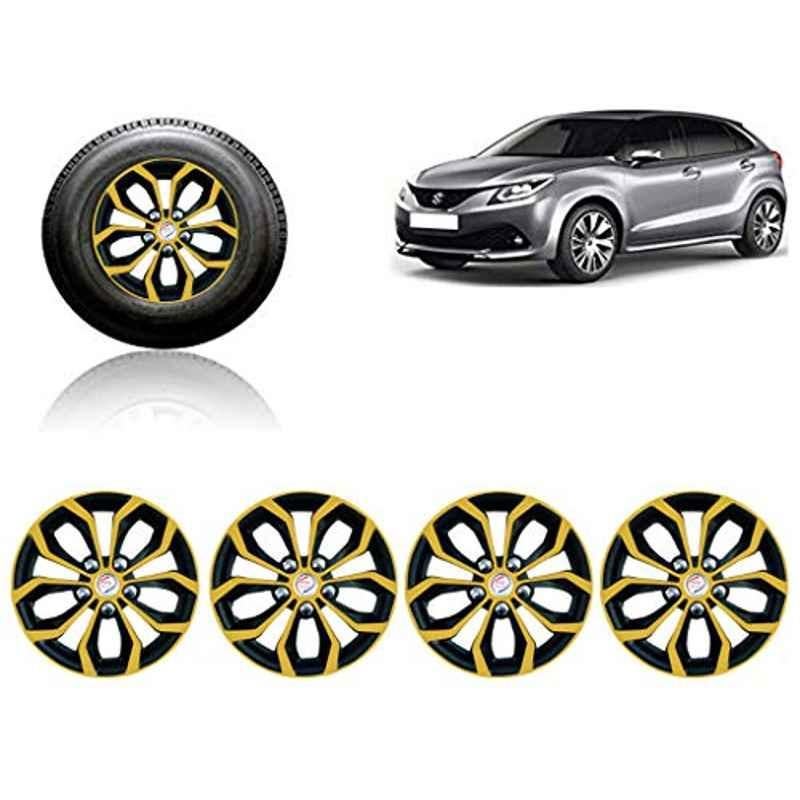 Auto Pearl 4 Pcs 15 inch ABS Golden & Black Car Wheel Cover Set for Maruti Suzuki Baleno2015