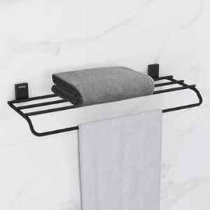 Plantex 304 Grade Stainless Steel 24 inch Bathroom Towel Rack/Towel Bar/Towel Stand/Towel Rod/Bathroom Accessories (Crystal-Black)