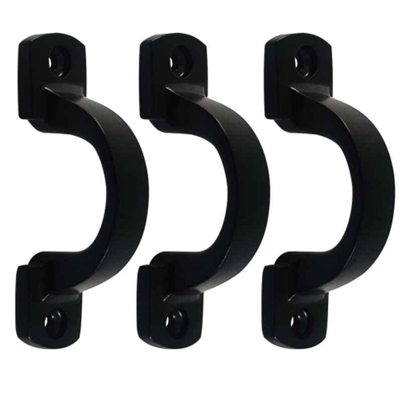 Mix & Match Victorian 3 inch Cast Iron Black Matte Finish Cabinet Pull Handle for Wardrobe, Cupboard & Window (Pack of 3)