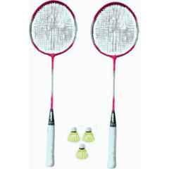 STYRKR 2 Pcs Multicolour Single Shaft Racket with 3 Pc Nylon Shuttle Badminton Kit