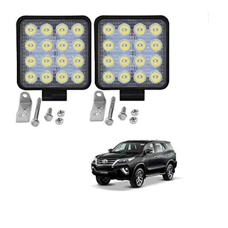 Kozdiko 2 Pcs 48W 16 LED White Bright Beam Square Fog Light Set for Toyota New Fortuner 2016, koz_92820