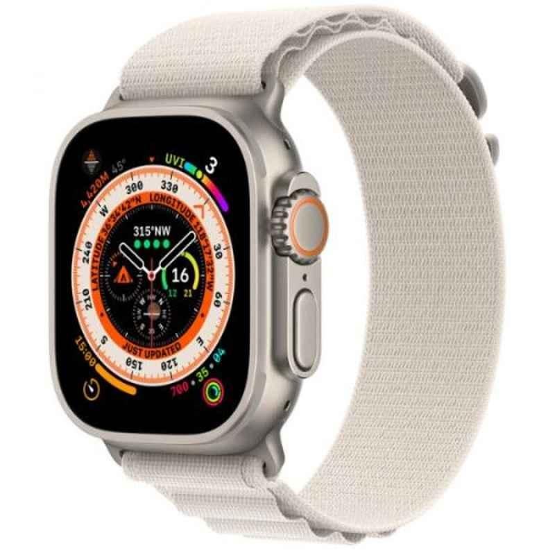 Apple Ultra 49mm Titanium Case GPS + Cellular Watch with Medium Starlight Alpine Loop, MQFR3-UL-CE