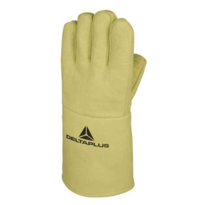 Deltaplus Aramid Fabric & Cotton Yellow Heat Resistance Safety Gloves, TERK500, Size: Free
