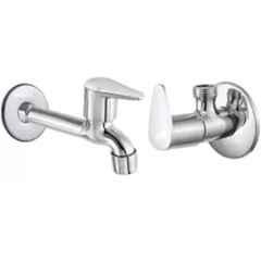 Senkiddpro Fusion Stainless Steel Chrome Finish Wall Mounted Angle Cock & Long Body Tap Combo