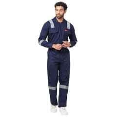 French Terrain 200 GSM 100% Cotton Navy Blue Industrial Safety Boiler Suit with Reflective Tape, Size: S (36 cm)