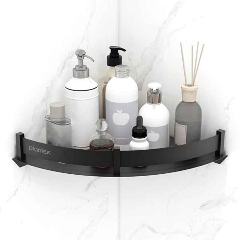 Plantex Stainless Steel Corner Shelf for Bathroom Wall/Bathroom Corner Shelves/Bathroom Shelf Rack/Side Corner Shelf/Kitchen Organizer/Bathroom Corner Rack- 12x12 inch Black