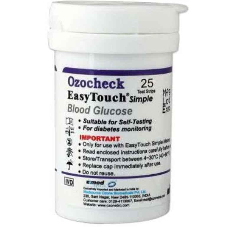 Ozocheck Easy Touch 25 Glucometer Test Strips, OZE25