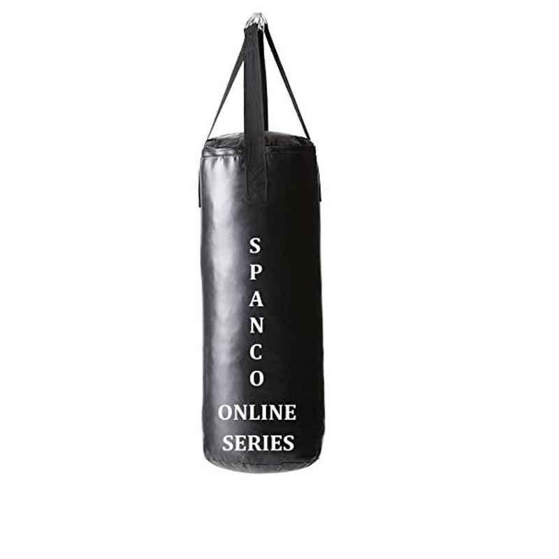 Spanco Black Black and Blue Color, UnFilled (Empty), Punching Bag/Boxing Bag/MMA Bag/Kickboxing Bag/Muay Thai Bag/Takewondo Bag/Judo Bag/Marshal Arts Bag/Karate Bag/Wosho Bag/Gym Bag/Sand Bag/Fitness Bag/Professional Training Bag & Hanging Straps