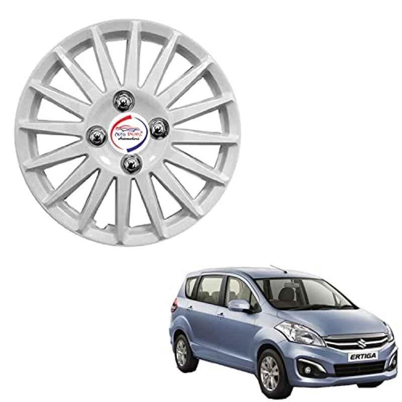Auto Pearl 4 Pcs 15 inch ABS Camry Silver Press Type Hubcap Wheel Cover Set with Retention Ring for Maruti Suzuki Ertiga 2018