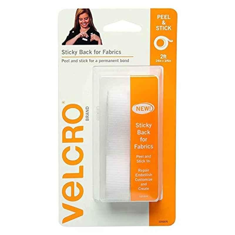 Velcro 3/4x24 inch White Sticky Back Fabric Tape Fastener, 91872