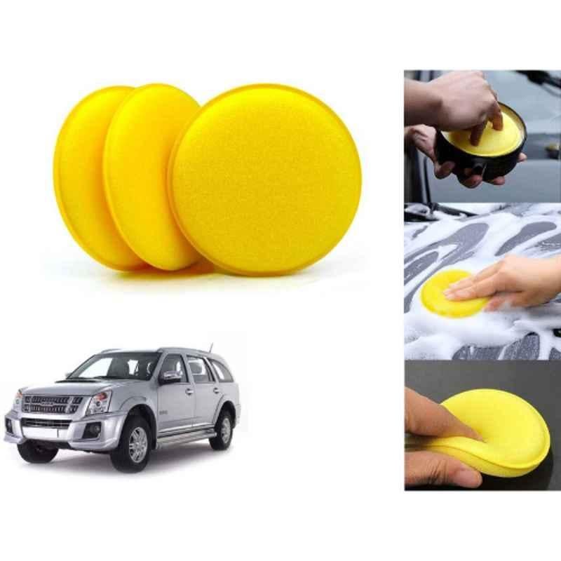Auto Pearl Polyurethane Beige Washing & Waxing Polish Foam Sponge for MU 7 (Pack of 3)