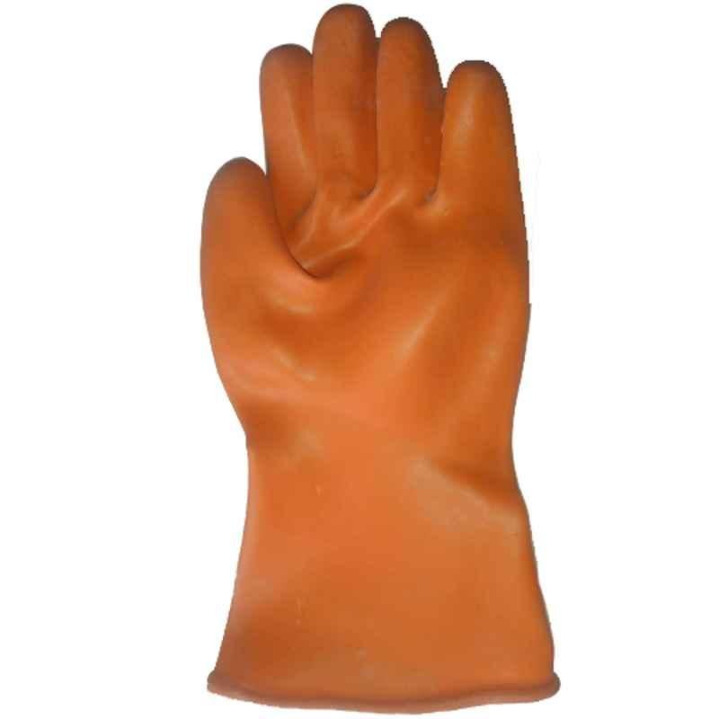 Unique 10 inch Latex Rubber Orange Heavy Use Hand Gloves, NAUNIQUE10