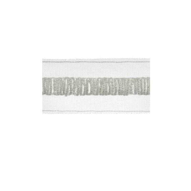 Generic 2 inch White & Silver Tulle Trim Faux Pearl