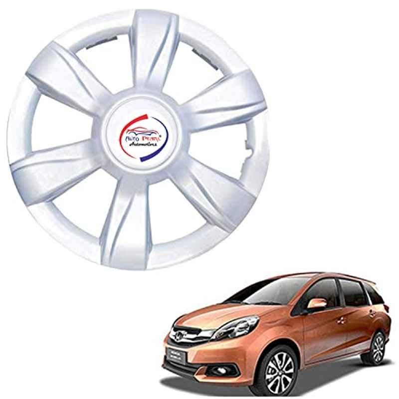 Auto Pearl 4 Pcs 15 inch ABS Xylo Silver Hubcap Wheel Cover Set with Retention Ring for Honda Mobilio