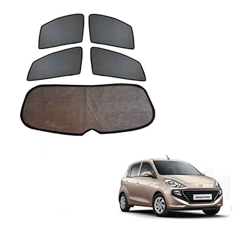 Kozdiko 4 Pcs Black Car Half Magnetic Sunshade Set with Dicky Curtain for Hyundai Santro New 2018