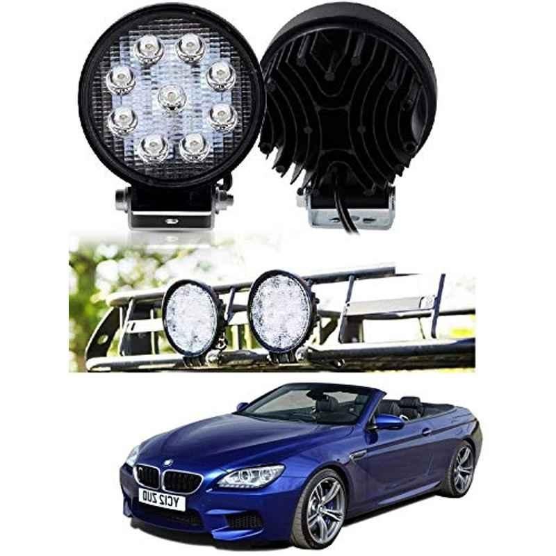 Kozdiko 2 Pcs 27W 4 inch 9 LED Waterproof Round White Fog Light Set with Mounting Brackets for BMW 6 Series, kozd_20033
