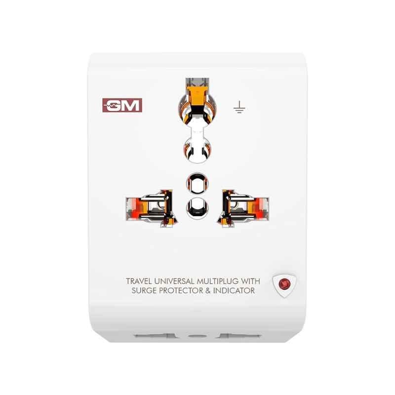 GM 3012 3 Pin Travel Universal Multi-Plug with Surge Protector & Indicator