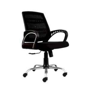 Woodberg Sensual Black Medium Back Mesh Fabric Revolving Office Chair, WBH105BL