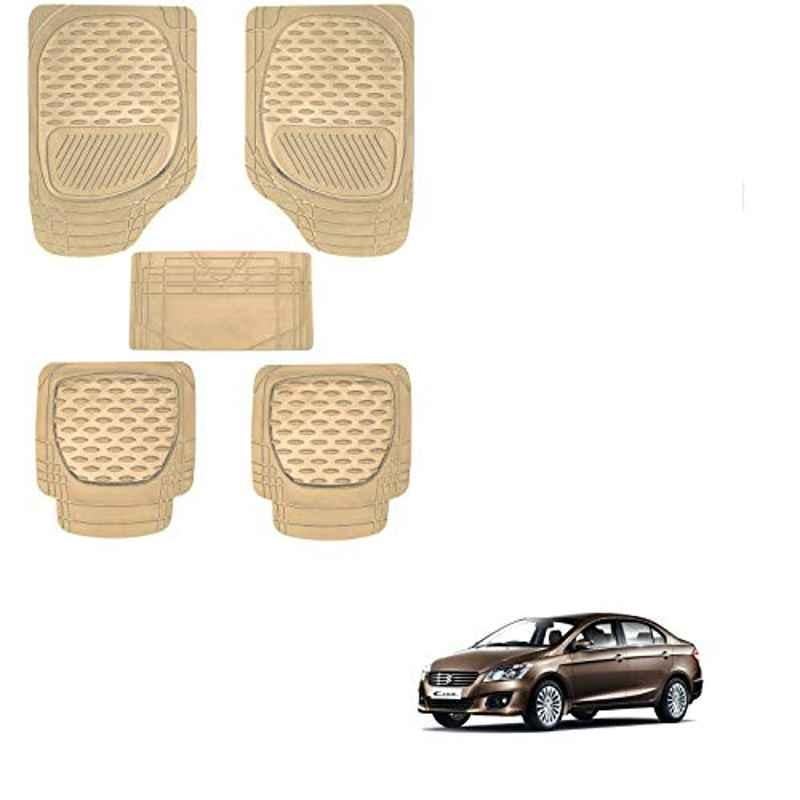 Kozdiko 6255 5 Pcs Rubber & PVC Beige Car Foot Mat Set for Maruti Suzuki Eeco