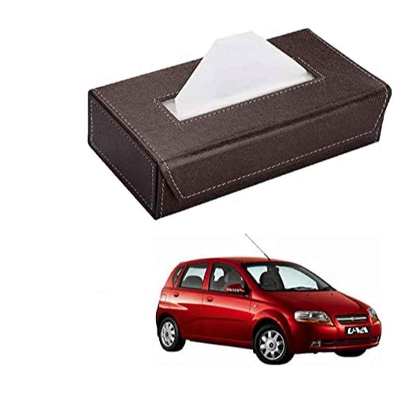 Kozdiko 100 Pulls PU Leather Brown Car Tissue Paper Box with 200 Sheets for Chevrolet UVA