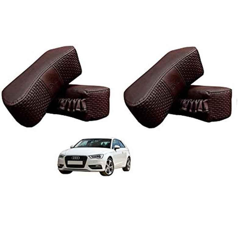 Kozdiko 4 Pcs CV Designer Cola Leatherite Neck Rest Car Cushion Pillow Set for Audi A3