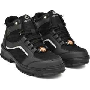 Ozarro Grain Leather Steel Toe Black Safety Shoes, S4463, Size: 8