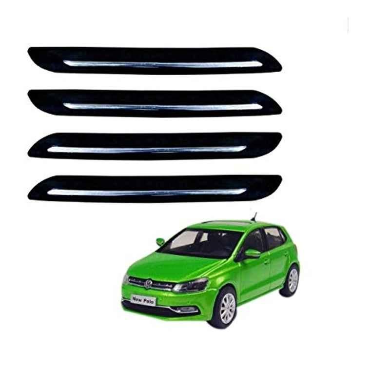 Kozdiko 4 Pcs PVC Black Car Bumper Protector Set with Chrome Strip for Volkswagen Polo Exquisite