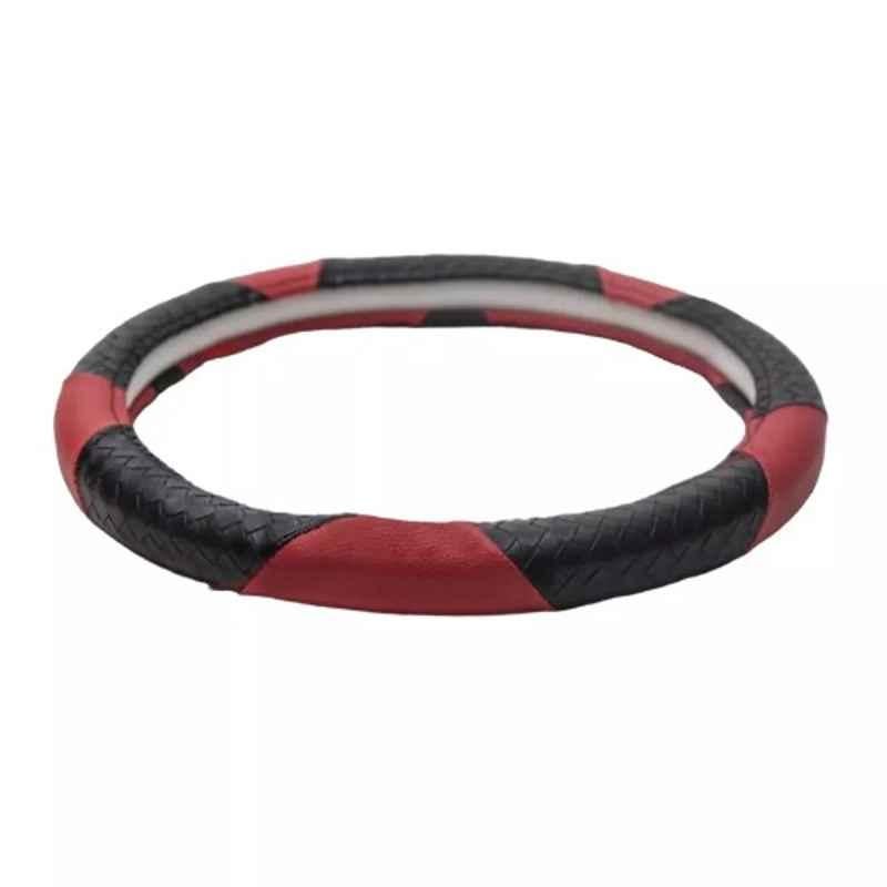 Cipher Leather Black & Red Sporty Look Steering Wheel Grip Cover