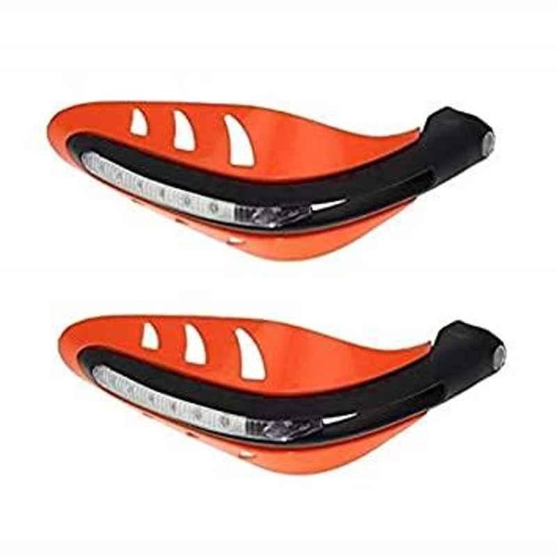 Meenu Arts Motorcycle Handguards with Led Light for 7/8 inch Grips - 300 * 140 * 110Mm (Orange) for Honda Cb Hornet 160R