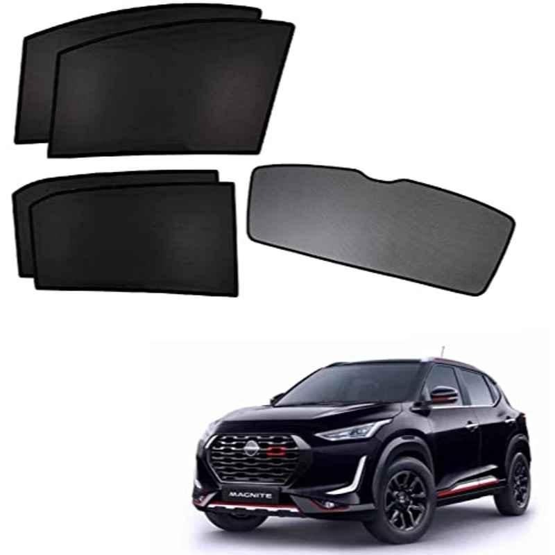 Kozdiko 5 Pcs Polyester Black Non Magnetic Window & Rear Sun Shades Set for Nissan Magnite