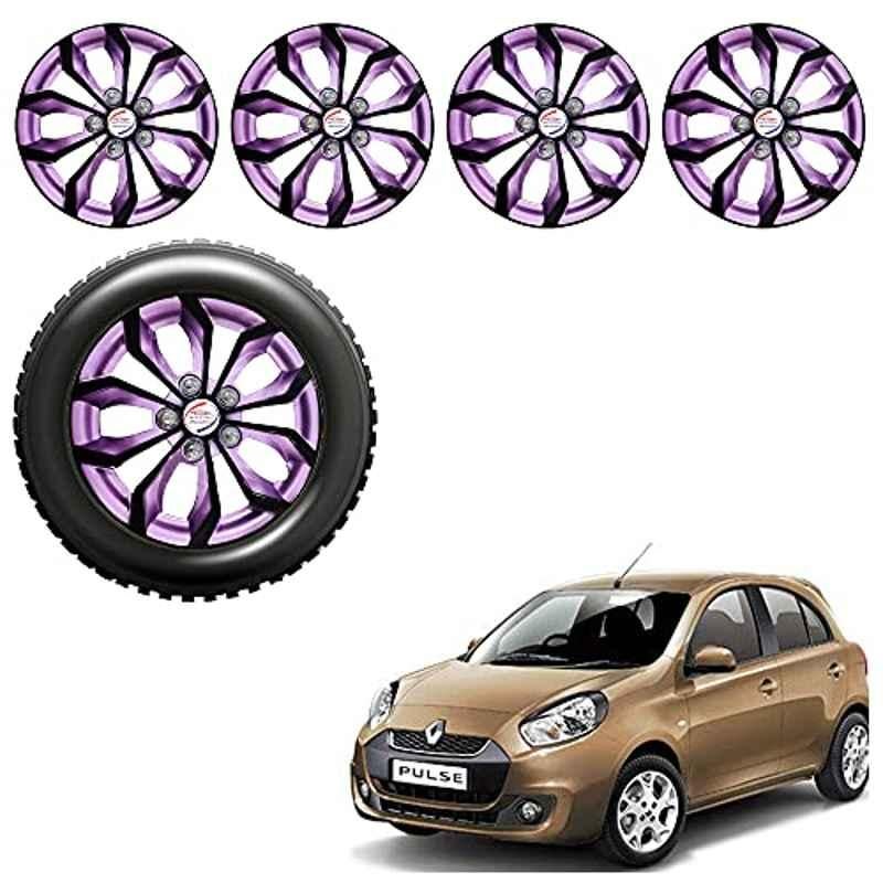 Auto Pearl 4 Pcs 14 inch ABS Black & Violet Car Wheel Cover Set for Renault Pulse