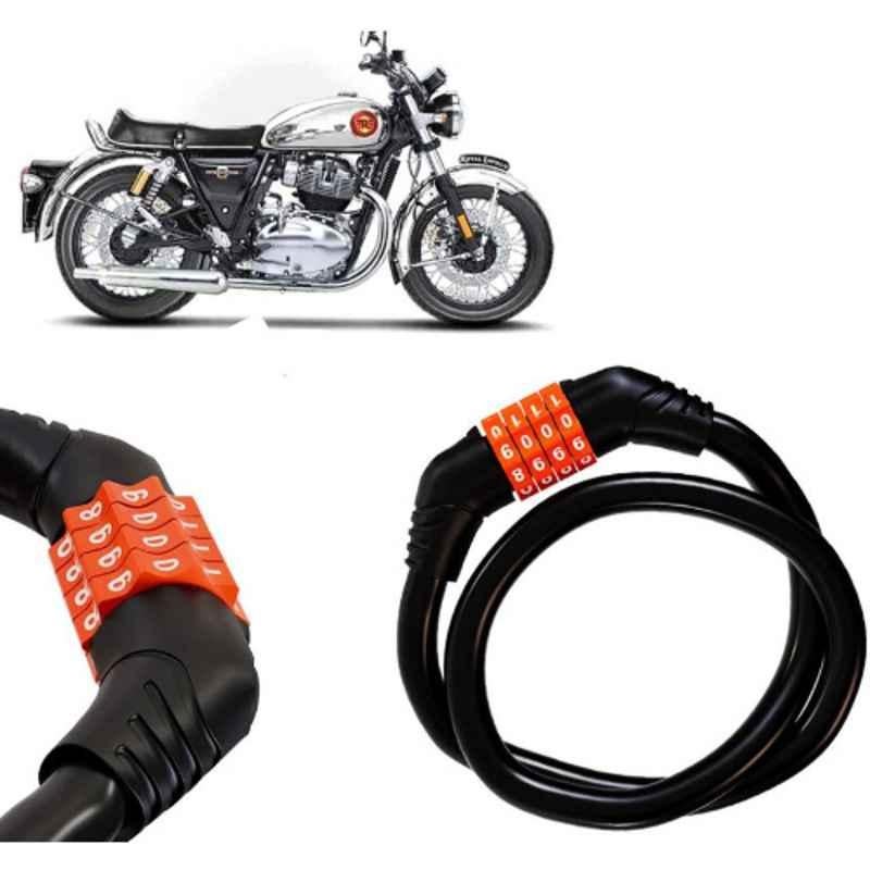 Auto Pearl Black & Orange 4 Digit Anti-Theft Combination Number Lock for Interceptor 650