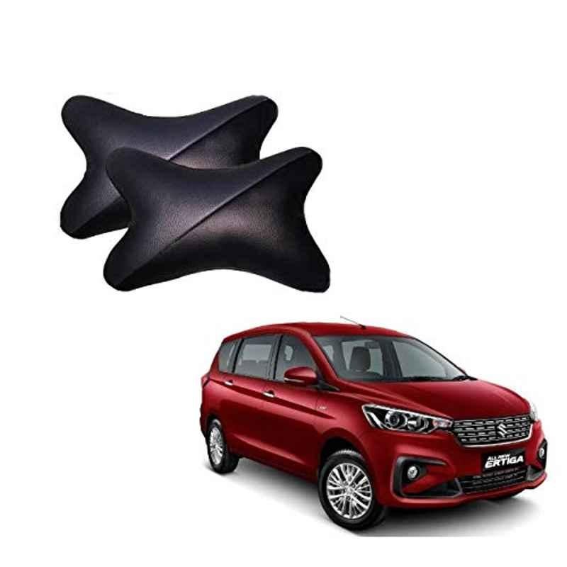 Kozdiko 2 Pcs Memory Foam Grey & Black Car Neck Rest Cushion Pillow Set for Maruti Suzuki Ertiga 2019
