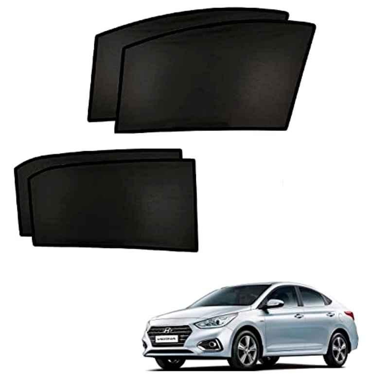 Kozdiko 4 Pcs Custom Fit Non Magnetic Curtains Mesh Car Sun Shade Set for Hyundai Verna Nxtgen 2017-2022