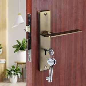 Saze Bentley 8 inch Stainless Steel Antique Matt Finish Silver Key Plate Mortise Door Lock Pull Handle Set